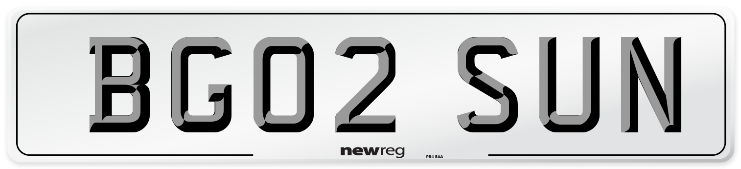 BG02 SUN Number Plate from New Reg